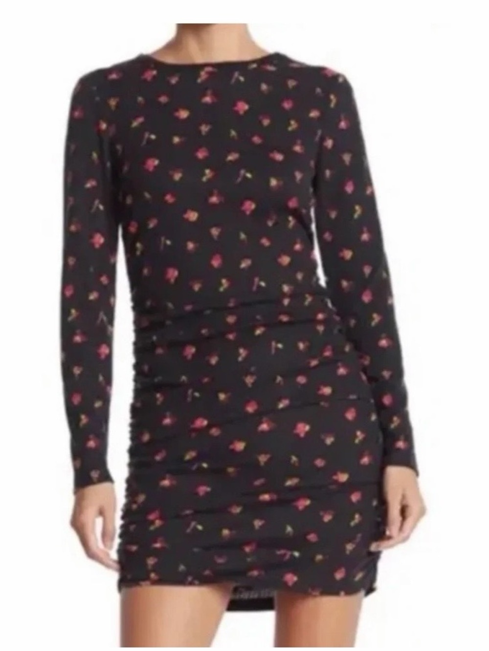 #904 Abound from Nordstrom’s Black Long-Sleeve Floral Ruched Mini Dress. NWT